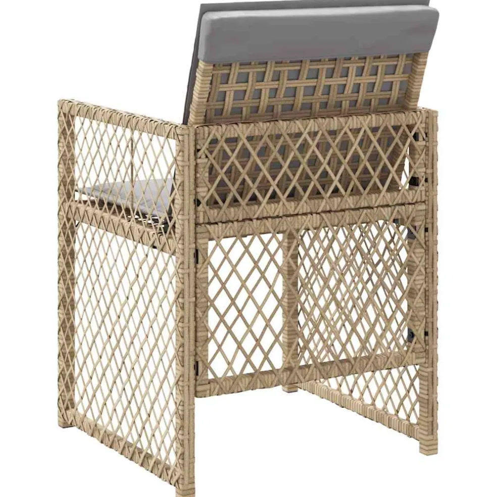 vidaXL Tuinstoelen 4 st met kussens poly rattan gemengd beige