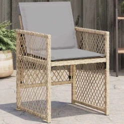 vidaXL Tuinstoelen 4 st met kussens poly rattan gemengd beige