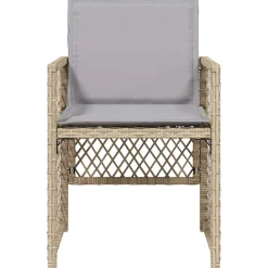 vidaXL Tuinstoelen 4 st met kussens poly rattan gemengd beige