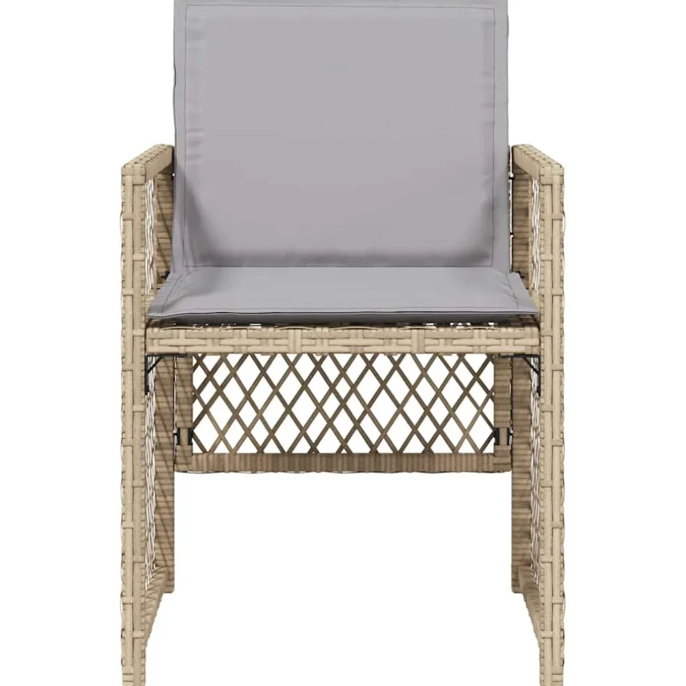 vidaXL Tuinstoelen 4 st met kussens poly rattan gemengd beige