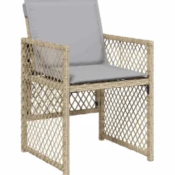 vidaXL Tuinstoelen 4 st met kussens poly rattan gemengd beige