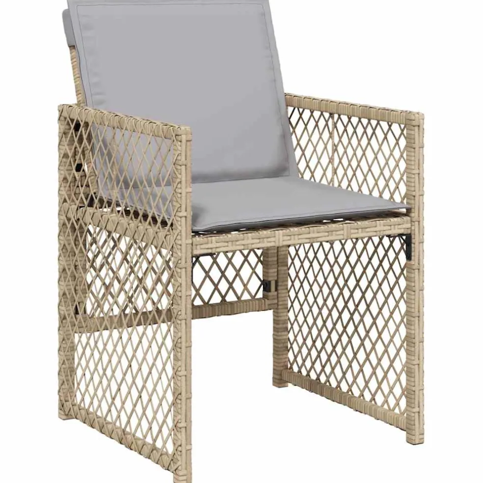 vidaXL Tuinstoelen 4 st met kussens poly rattan gemengd beige