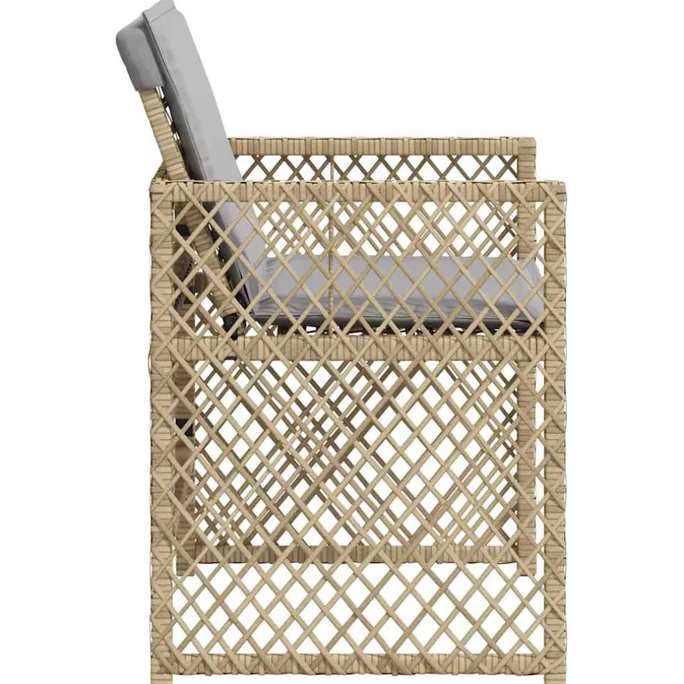 vidaXL Tuinstoelen 4 st met kussens poly rattan gemengd beige