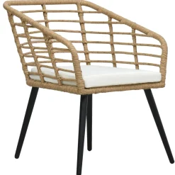 vidaXL Tuinstoelen 2 st met kussens poly rattan eikenkleurig