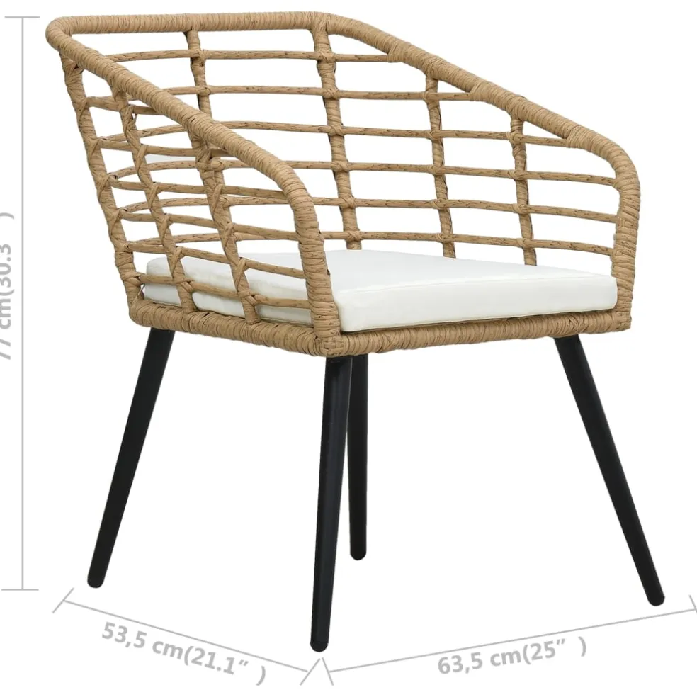 vidaXL Tuinstoelen 2 st met kussens poly rattan eikenkleurig