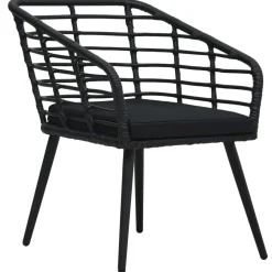 vidaXL Tuinstoelen 2 st met kussens poly rattan zwart