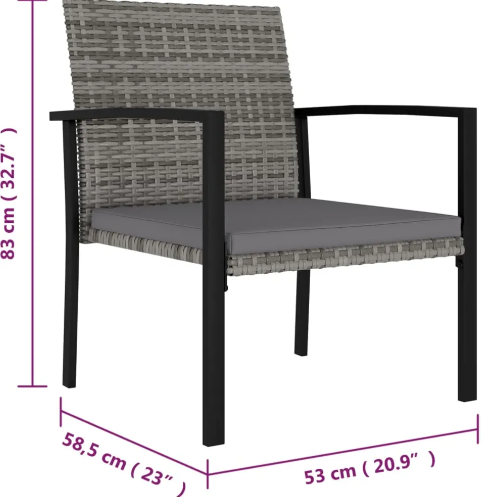 vidaXL Tuinstoelen 2 st poly rattan grijs