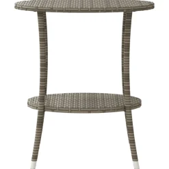 vidaXL Tuinstoelen 2 st verstelbaar met tafel poly rattan grijs