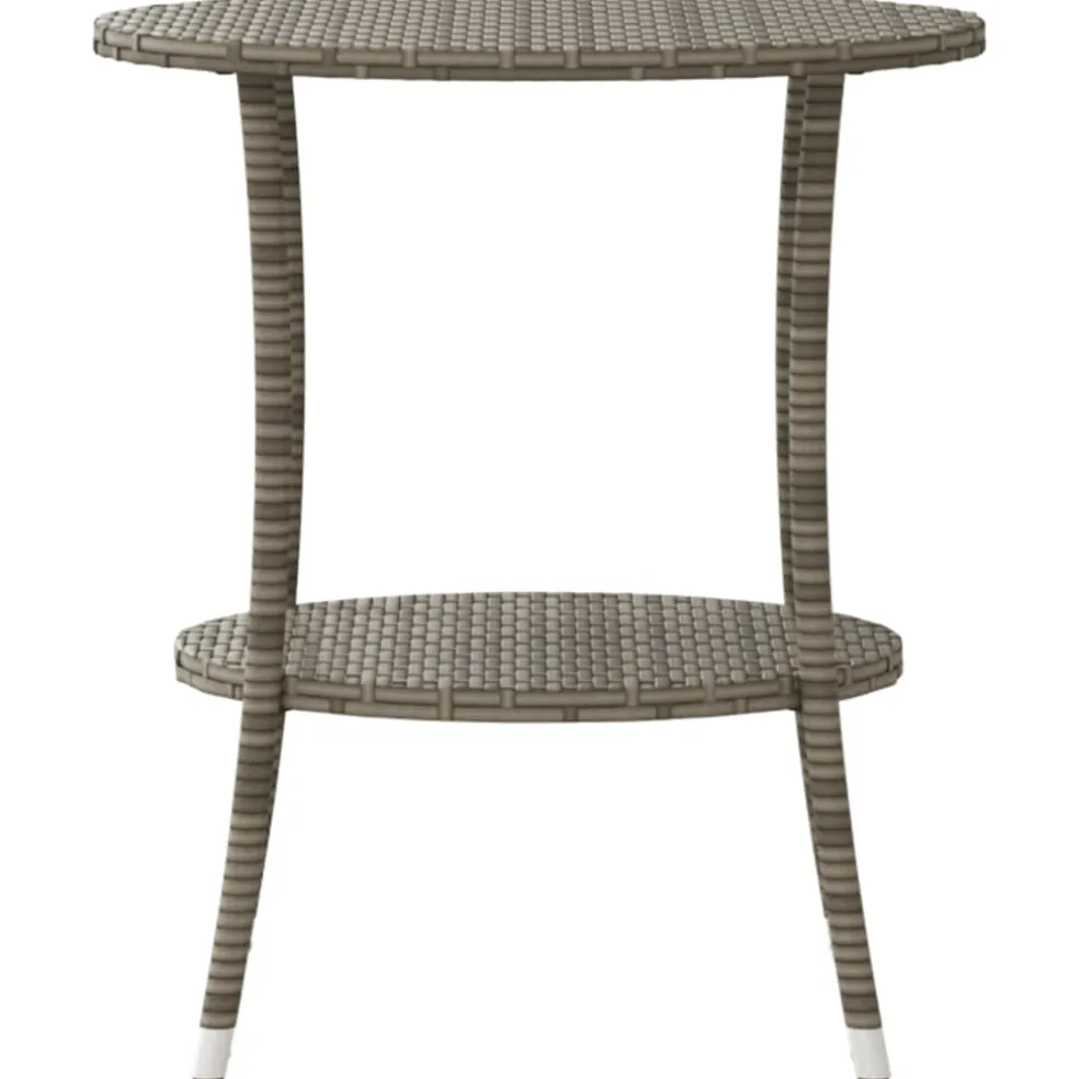 vidaXL Tuinstoelen 2 st verstelbaar met tafel poly rattan grijs