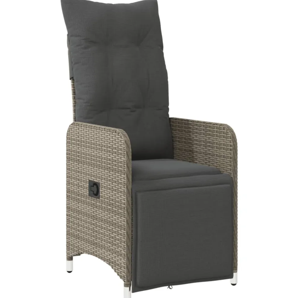 vidaXL Tuinstoelen 2 st verstelbaar met tafel poly rattan grijs