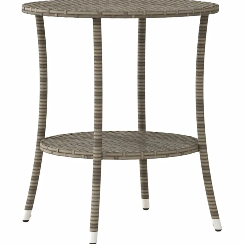 vidaXL Tuinstoelen 2 st verstelbaar met tafel poly rattan grijs
