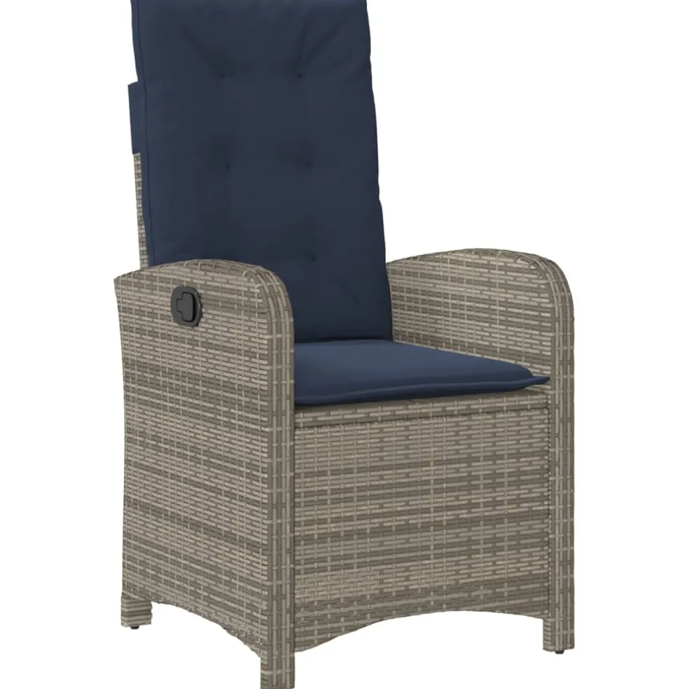 vidaXL Tuinstoelen 2 st verstelbaar met kussens poly rattan grijs