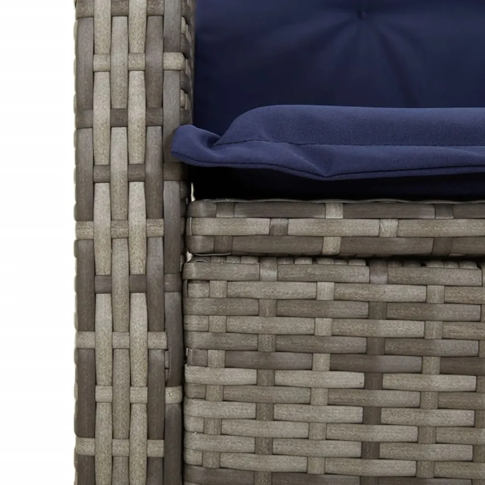vidaXL Tuinstoelen 2 st verstelbaar met kussens poly rattan grijs