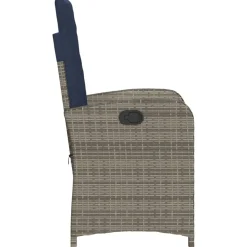 vidaXL Tuinstoelen 2 st verstelbaar met kussens poly rattan grijs