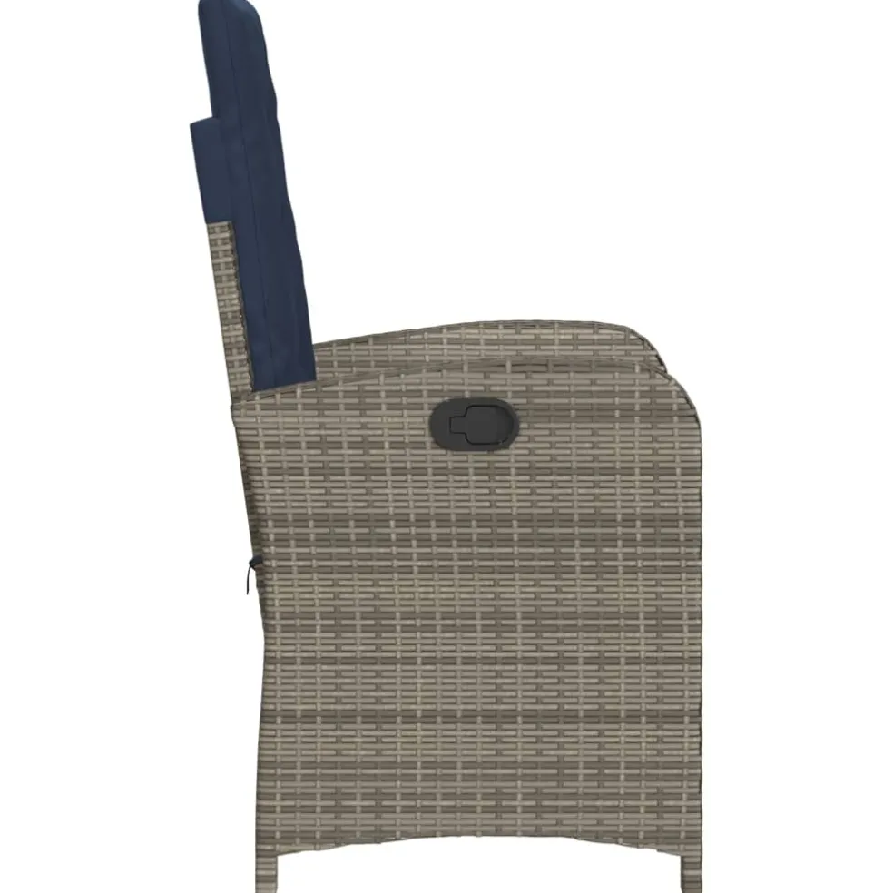 vidaXL Tuinstoelen 2 st verstelbaar met kussens poly rattan grijs