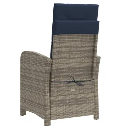 vidaXL Tuinstoelen 2 st verstelbaar met kussens poly rattan grijs