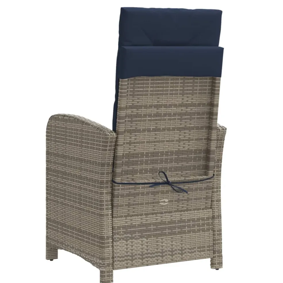 vidaXL Tuinstoelen 2 st verstelbaar met kussens poly rattan grijs