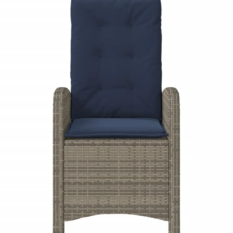 vidaXL Tuinstoelen 2 st verstelbaar met kussens poly rattan grijs