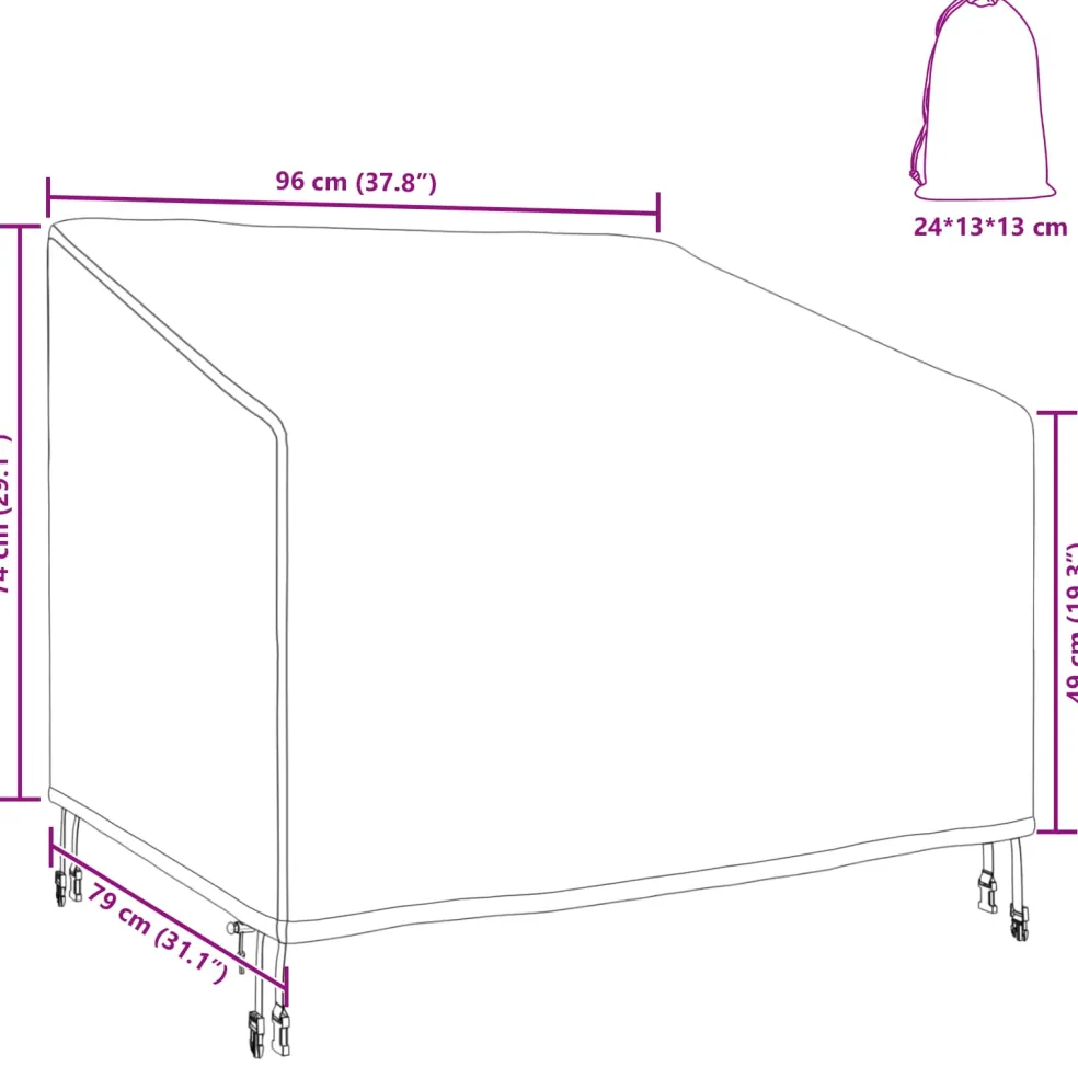 vidaXL Tuinstoelhoes Zwart 96 x 79 x 74 cm 210D Oxford Stof