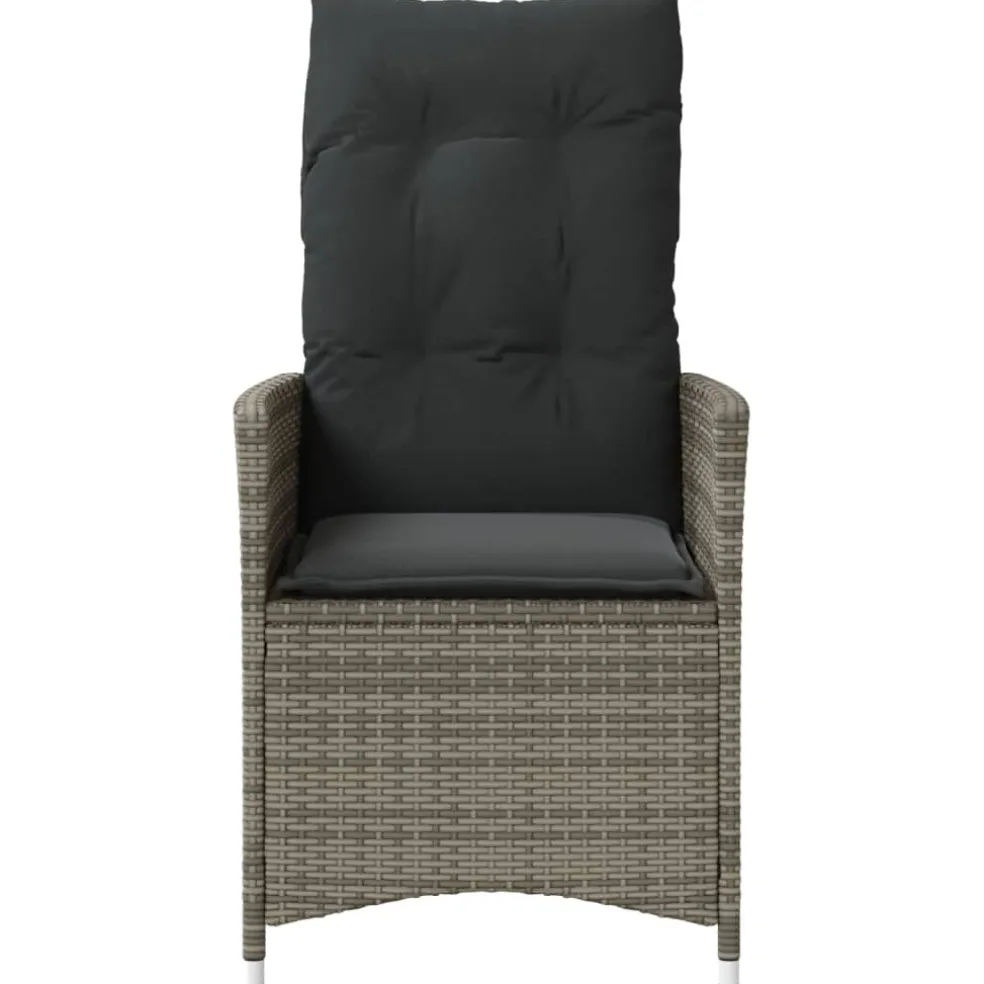 vidaXL Tuinstoel verstelbaar met kussens poly rattan grijs