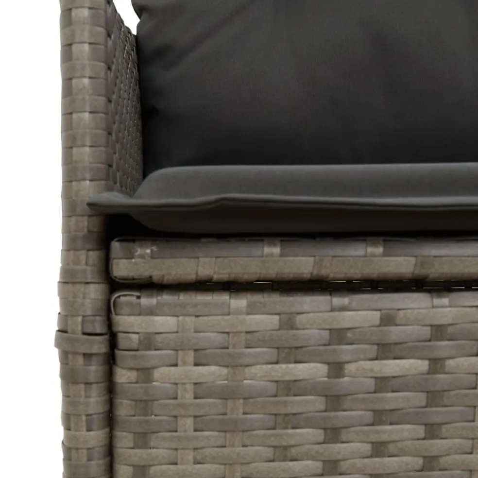 vidaXL Tuinstoel verstelbaar met kussens poly rattan grijs