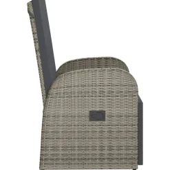 vidaXL Tuinstoel verstelbaar met kussen poly rattan grijs