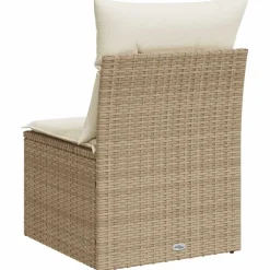 vidaXL Tuinstoel zonder armleuning met kussens poly rattan beige