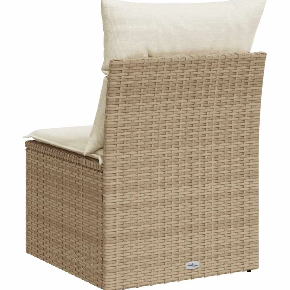 vidaXL Tuinstoel zonder armleuning met kussens poly rattan beige