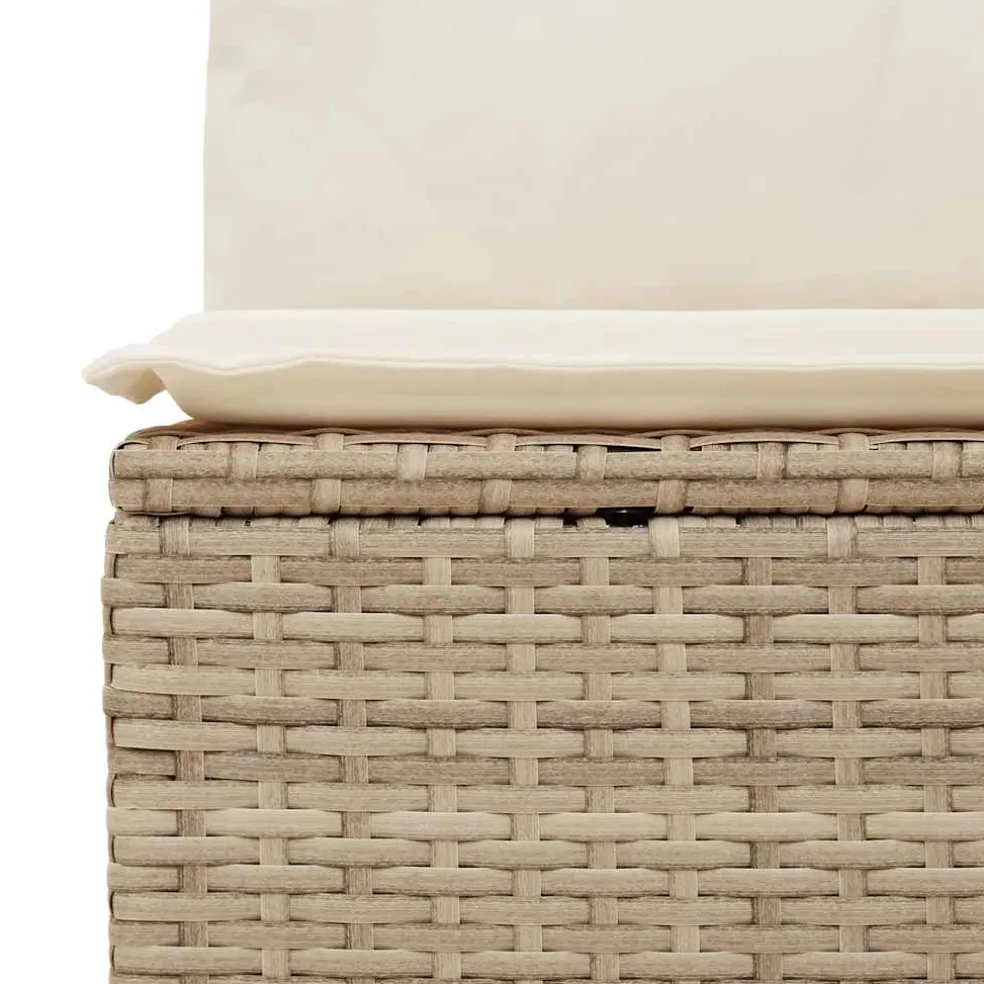 vidaXL Tuinstoel zonder armleuning met kussens poly rattan beige