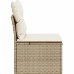 vidaXL Tuinstoel zonder armleuning met kussens poly rattan beige