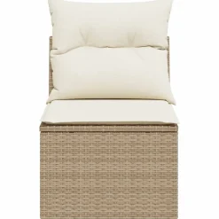 vidaXL Tuinstoel zonder armleuning met kussens poly rattan beige
