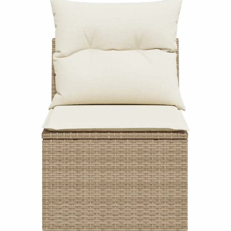 vidaXL Tuinstoel zonder armleuning met kussens poly rattan beige