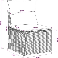vidaXL Tuinstoel zonder armleuning met kussens poly rattan beige