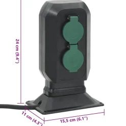 vidaXL Tuinstopcontact en grondpin 2-wegs 15,5x11x24 cm zwart en groen