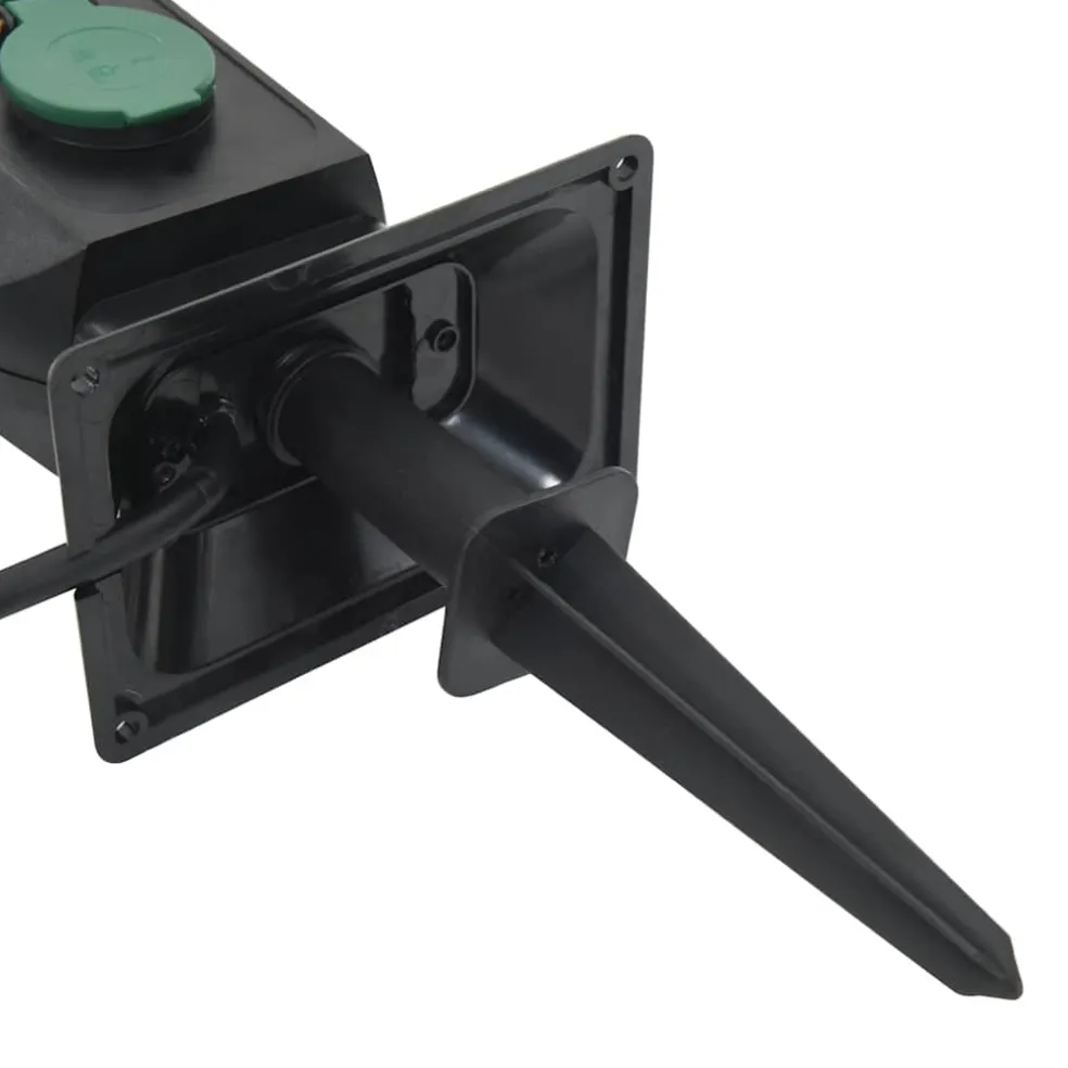 vidaXL Tuinstopcontact en grondpin 2-wegs 15,5x11x24 cm zwart en groen