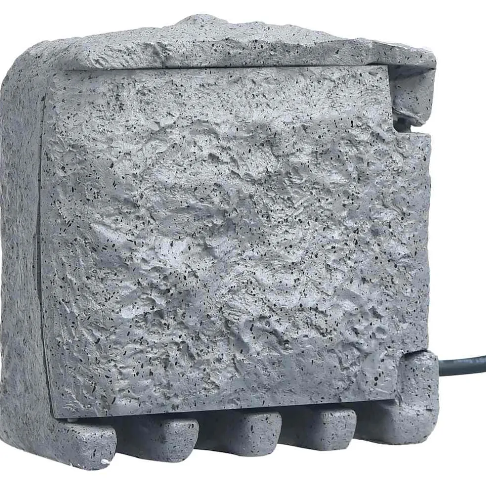 vidaXL Tuinstopcontact 4 ingangen waterbestendig polyresin grijs
