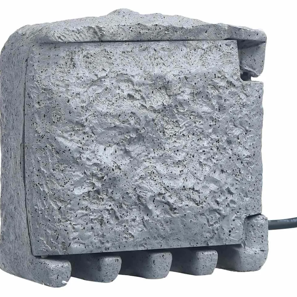 vidaXL Tuinstopcontact 2 ingangen met timer polyresin grijs