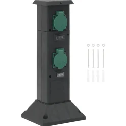 vidaXL Tuinstopcontact kolom 4-wegs 16x16x39,5 cm zwart en groen