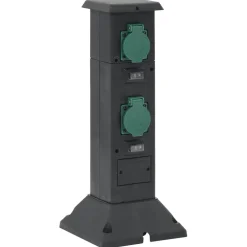 vidaXL Tuinstopcontact kolom 4-wegs 16x16x39,5 cm zwart en groen