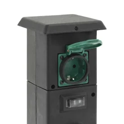 vidaXL Tuinstopcontact kolom 4-wegs 16x16x39,5 cm zwart en groen