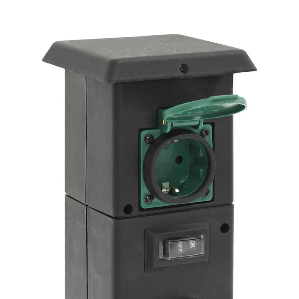 vidaXL Tuinstopcontact kolom 4-wegs 16x16x39,5 cm zwart en groen