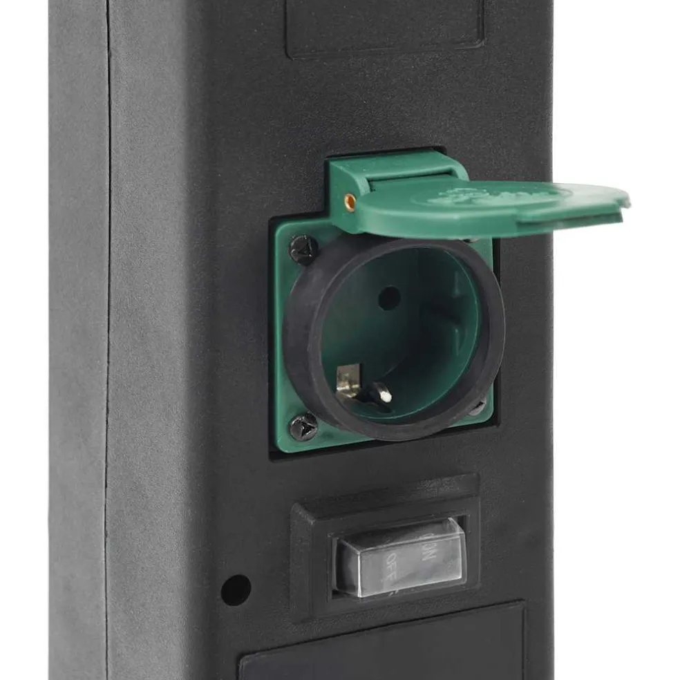 vidaXL Tuinstopcontact met lamp en grondpin 2-wegs 16x16x39,5 cm