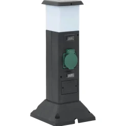 vidaXL Tuinstopcontact met lamp en grondpin 2-wegs 16x16x39,5 cm