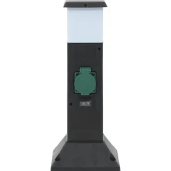 vidaXL Tuinstopcontact met lamp en grondpin 2-wegs 16x16x39,5 cm