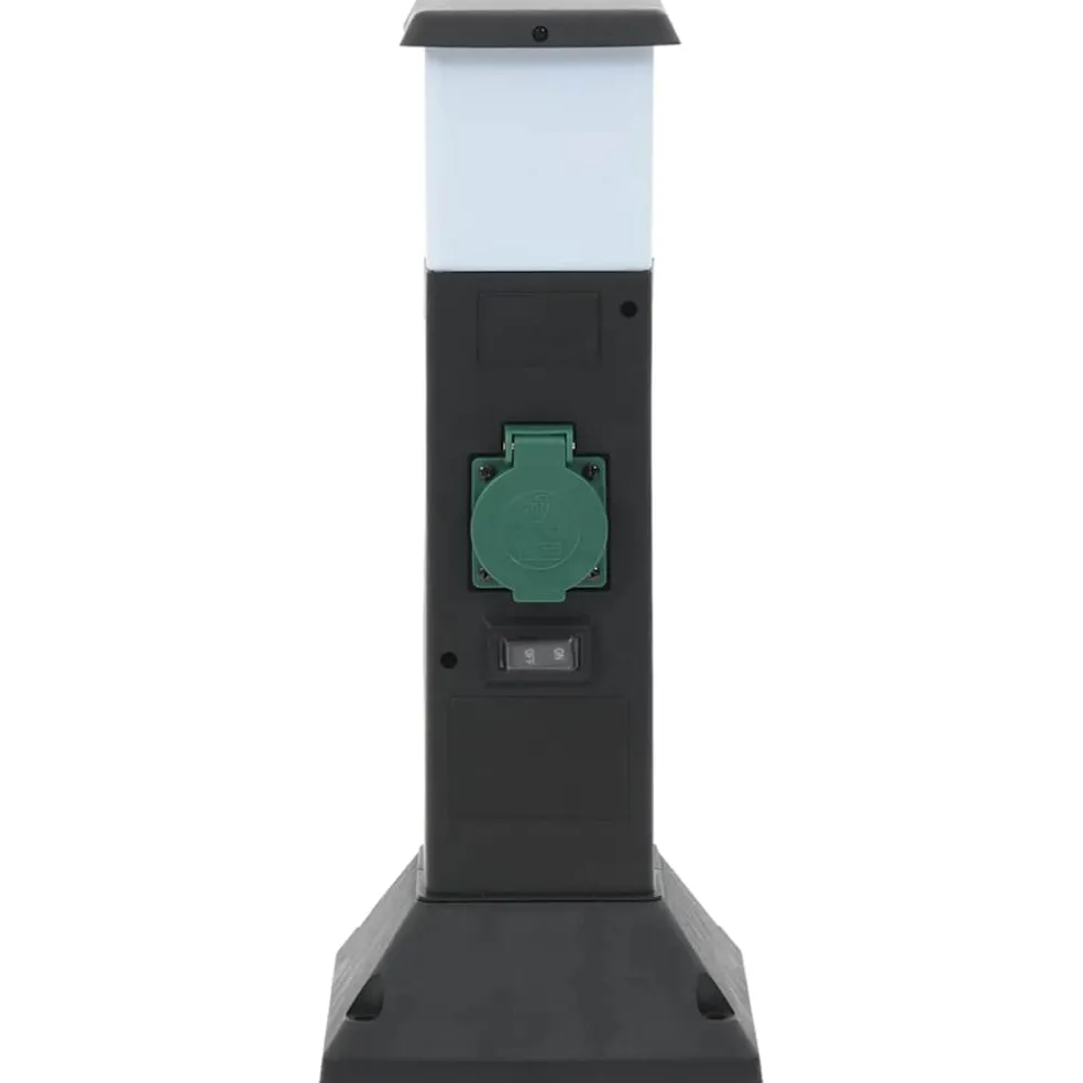 vidaXL Tuinstopcontact met lamp en grondpin 2-wegs 16x16x39,5 cm