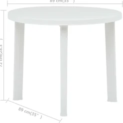 vidaXL Tuintafel 89 cm kunststof wit