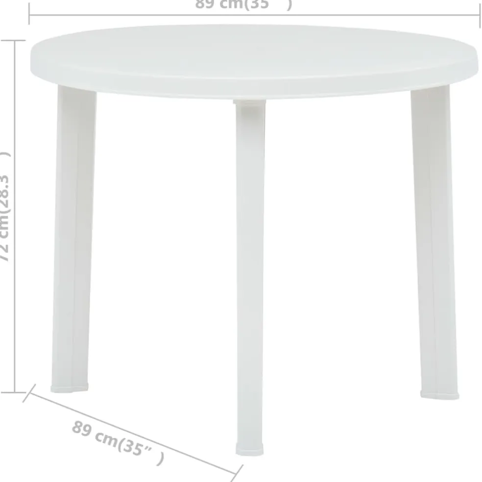 vidaXL Tuintafel 89 cm kunststof wit