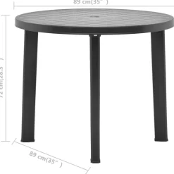 vidaXL Tuintafel 89 cm kunststof antraciet