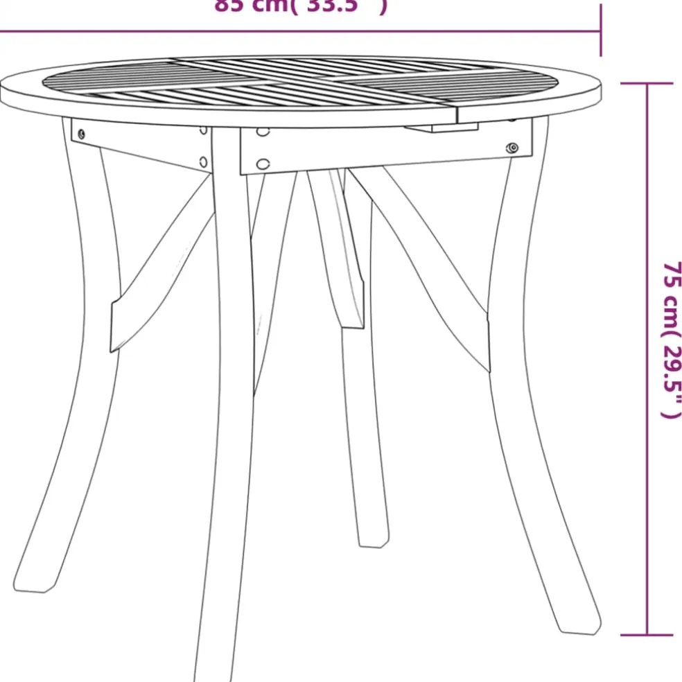 vidaXL Tuintafel Ø 85 cm massief acaciahout