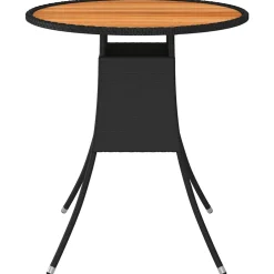 vidaXL Tuintafel Ø70 cm poly rattan en massief acaciahout zwart